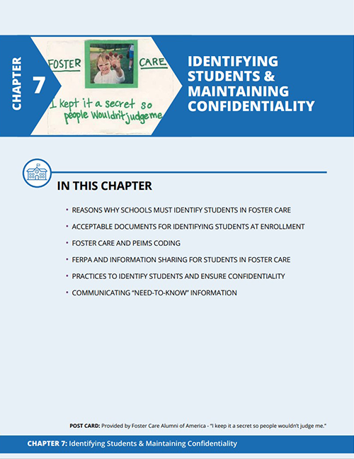 Foster Care Resource Guide Chapter 07: Identifying Students & Maintaining Confidentiality