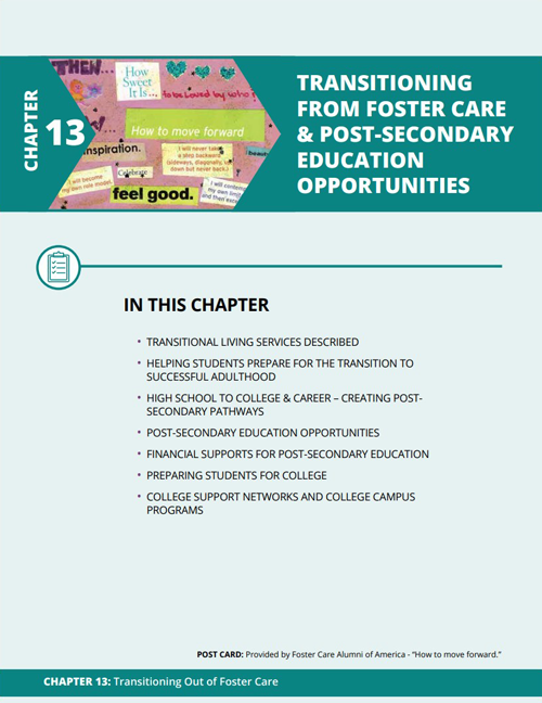 Foster Care Resource Guide Chapter 13: Transitioning from Foster Care and Post-Secondary Education Opportunities